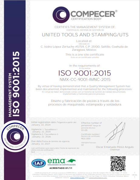Certificado ISO 9001:2015